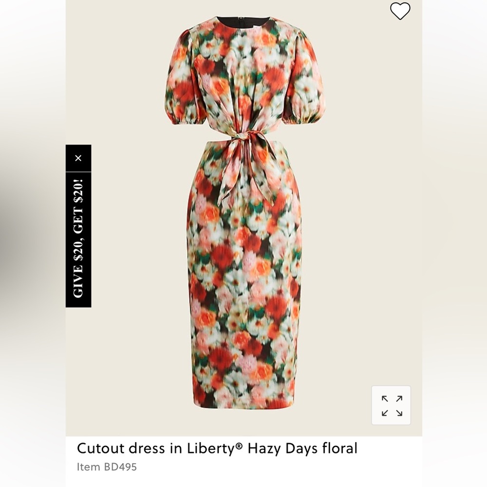 J.Crew cut out dress Liberty print in Hazy  Days floral